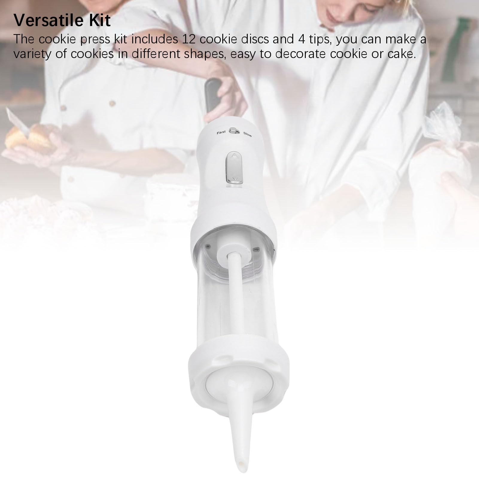 Kit eléctrico de prensa de galletas con 12 discos y 4 puntas para hornear en casa Material ABS resistente para hacer galletas para entusiastas de la repostería y principiantes en
