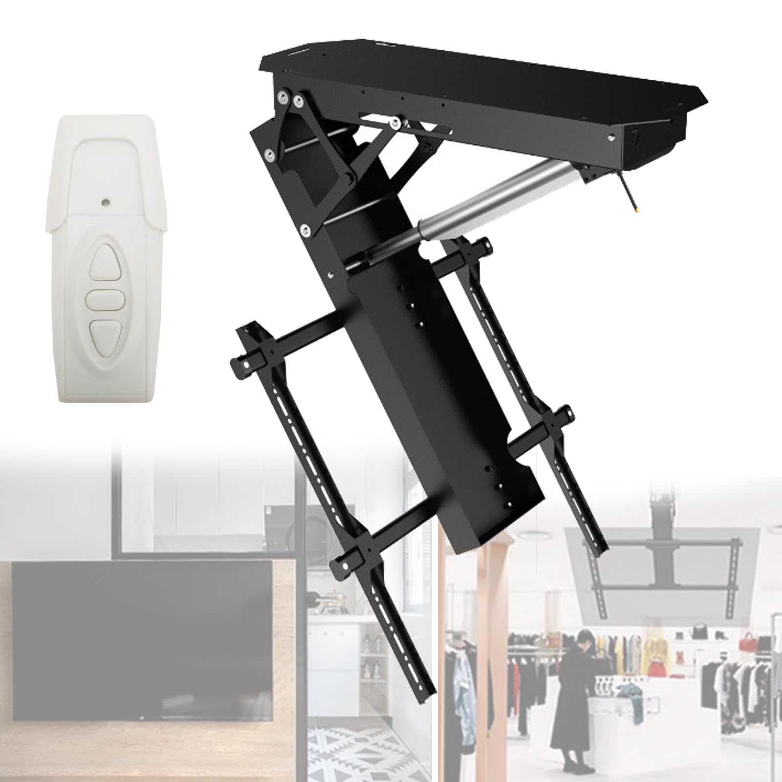 Supporto TV da soffitto motorizzato Regolabile con Angolo di 0-75° per Monitor da 65 Pollici, Staffa inclinabile per impieghi gravosi per soffitti inclinati, Facile da in