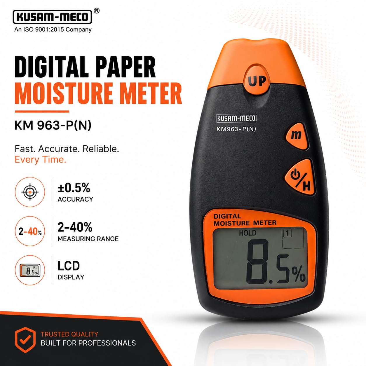 Kusam Meco KM 963-P(N) Digital Paper Moisture Meter with LCD Display, 2%-40% Range, ±0.5% Accuracy, Auto Humidity Compensation, 1 Year Warranty, MCU Based Moisture Tester 3