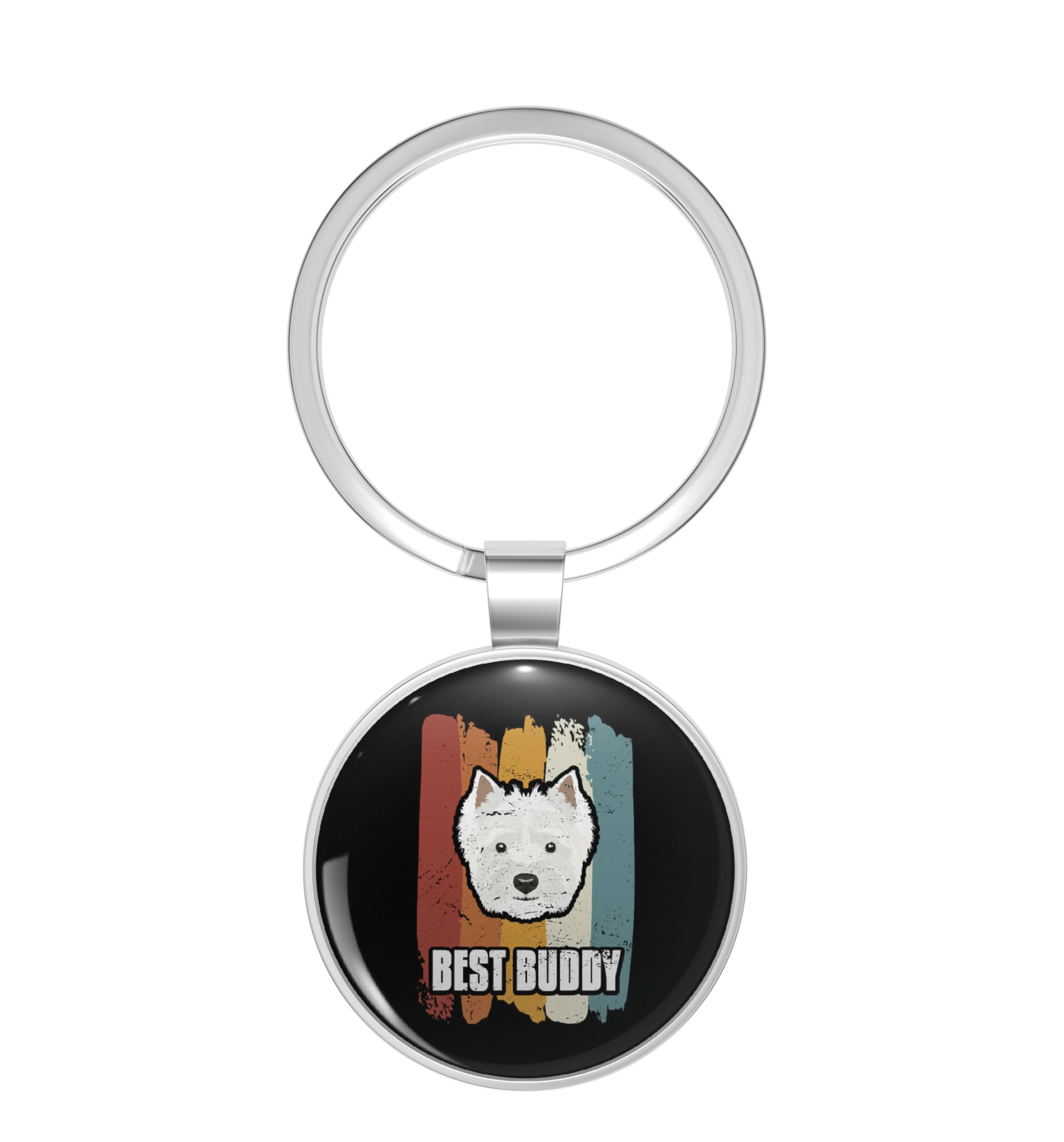 1080 Graphics Best Buddy Smiling West Highland White Terrier Key Chain Stainless Steel Keychain with Ring