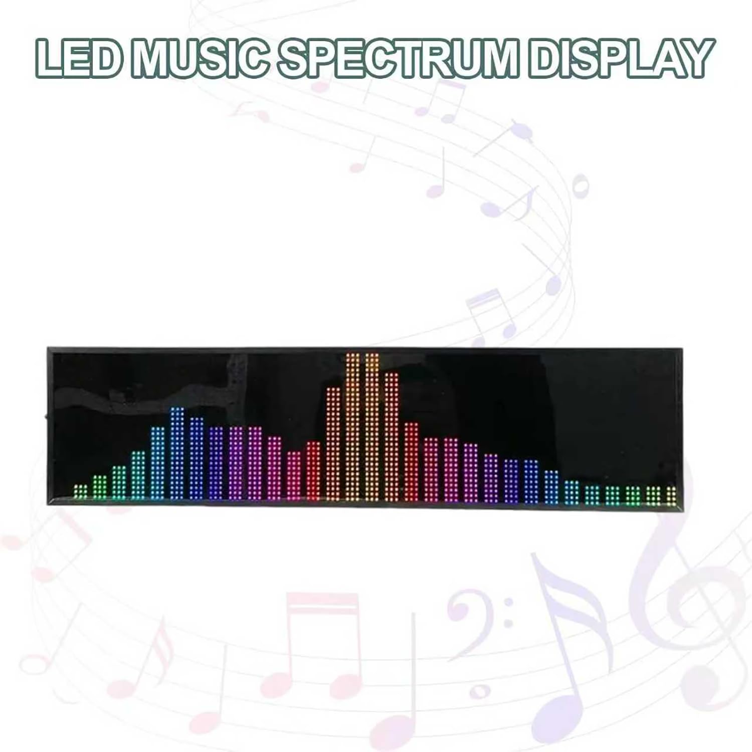 COYEUX Analizator widma muzyki LED, wyświetlacz poziomu dźwięku RGB, z 36 stylami wyświetlania, 16 kolorów, 6 punktów zmiennoprzecinkowych, 4 zakresy częstotliwości, 5 stylów zegara, do samochodu