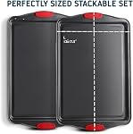 Baking Sheet Set, 2-Piece Large Cookie Sheet Set with Silicone Handles, Steel Baking Pan, Baking Sheets for Oven, BPA Free Nonstick Set, Half Sheet Pans, Black Baking Tray