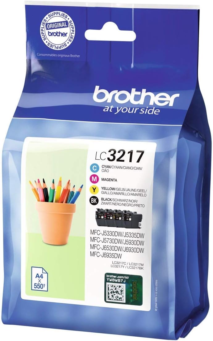 Brother Tintenpatronen LC3217C/LC3217M/LC3217Y/LC3217BK  Standard-Ergiebigkeit, Cyan/Magenta/Gelb/Schwarz, Multipack Einzeln  Einheitsgröße Schwarz/Cyan/Magenta/Gelb, LC3217VAL : Amazon.de: Computer \u0026  Zubehör