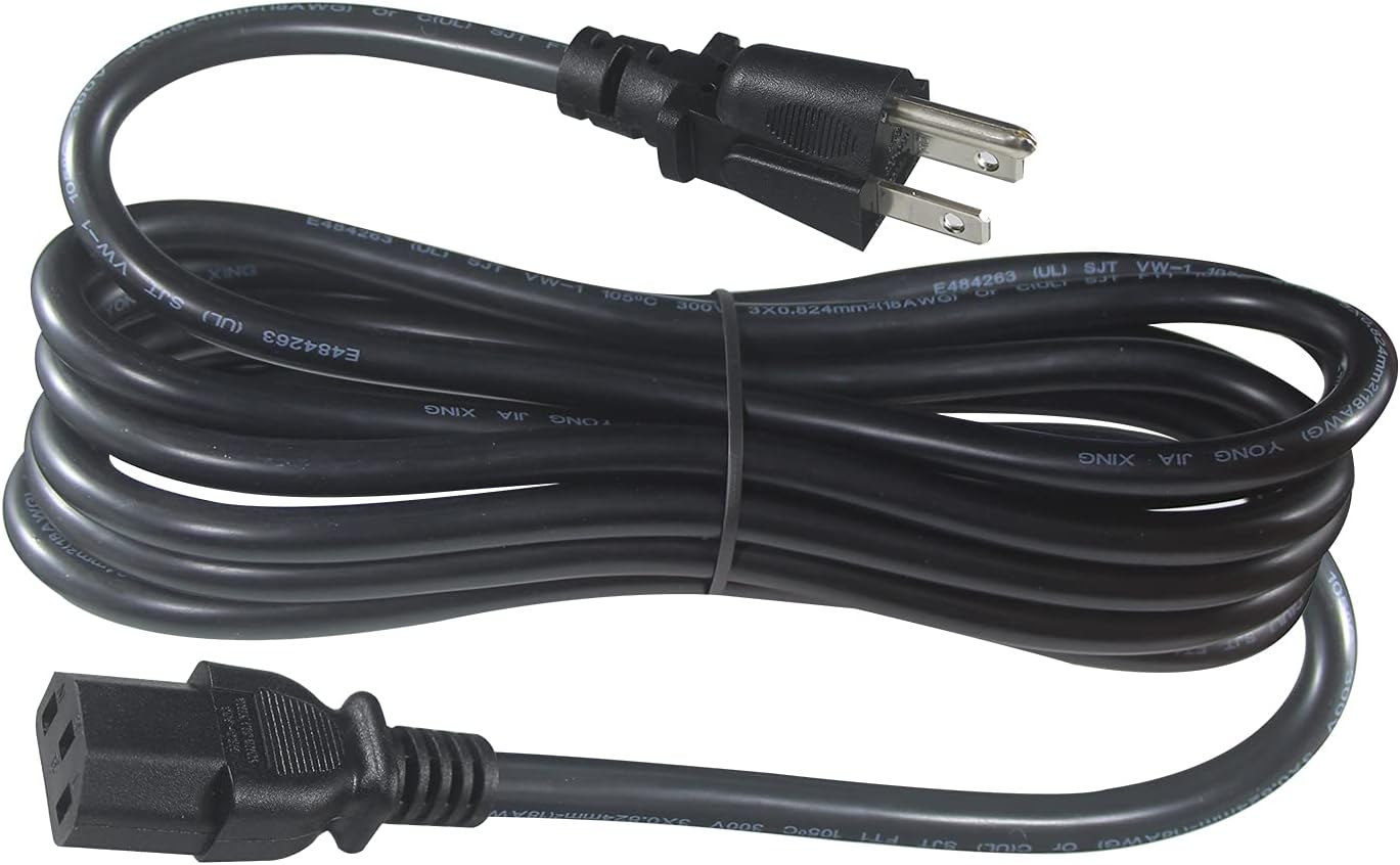 PC Computer Power Cord - 12Ft C13 Power Supply Cord, Straight Plug NEMA 5-15P to IEC C13, SVT 18AWG/3C, 125V 10A, Universal 3 Prong Monitor AC Power Cable for Power Brick Network Switch