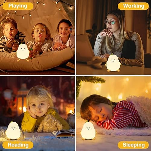 Miniatura 6 de Linda pera USB recargable lámpara de guardería - Luz nocturna multicolor para regalo de dormitorio de niños