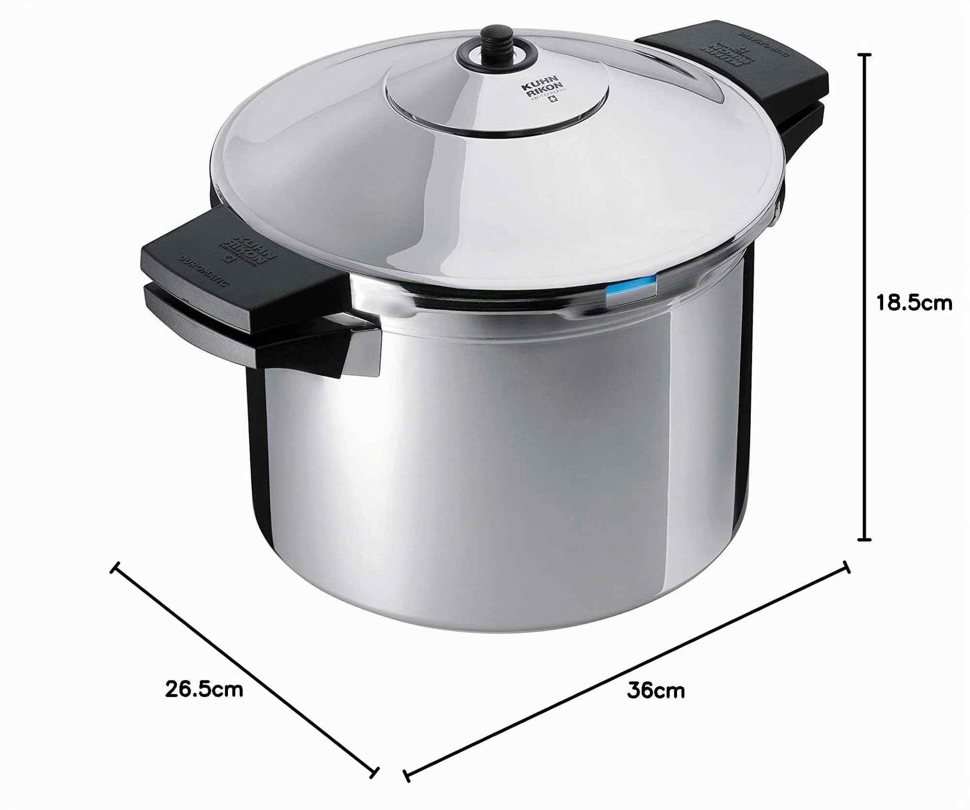 Kuhn Rikon Duromatic Inox, Olla a Presión Super Rápida con Asas, Olla Express Apta para Inducción, Fondo Superthermic para una buena Distribucion del Calor, Acero Inoxidable 18/10, 4 L./ 24 Cm