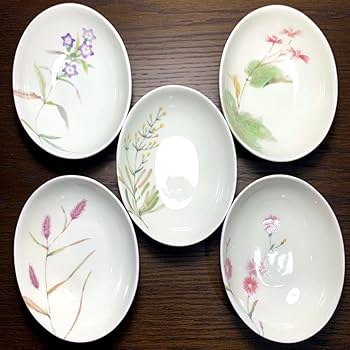 Amazon.co.jp: たち吉 橘吉 絵柄違い 花柄 楕円鉢 楕円皿