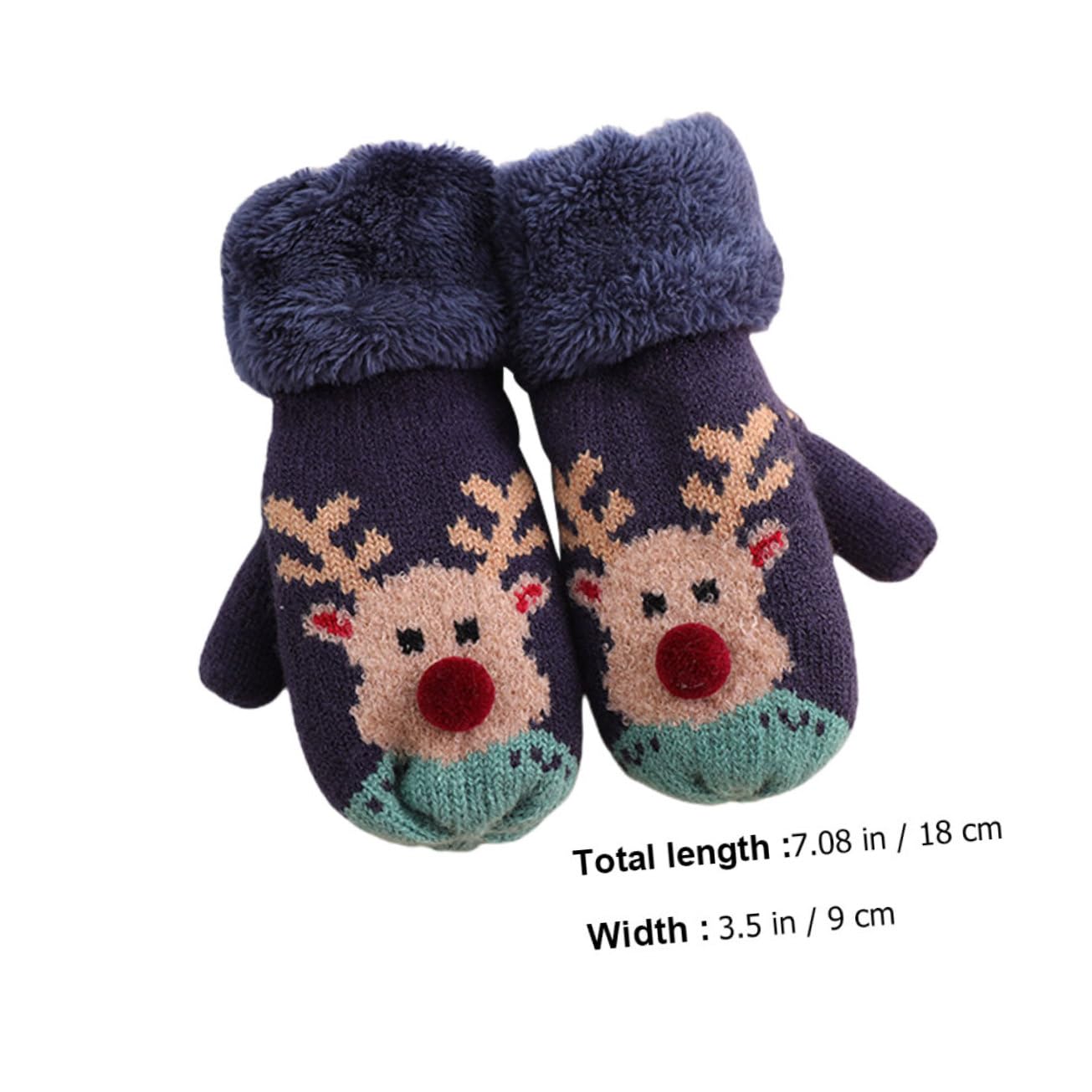 Homoyoyo 1Pair Christmas Knitted Gloves Warm Neck Hanging Mittens for Outdoor Play Cute Cartoon Design Present for Birthdays Holidays