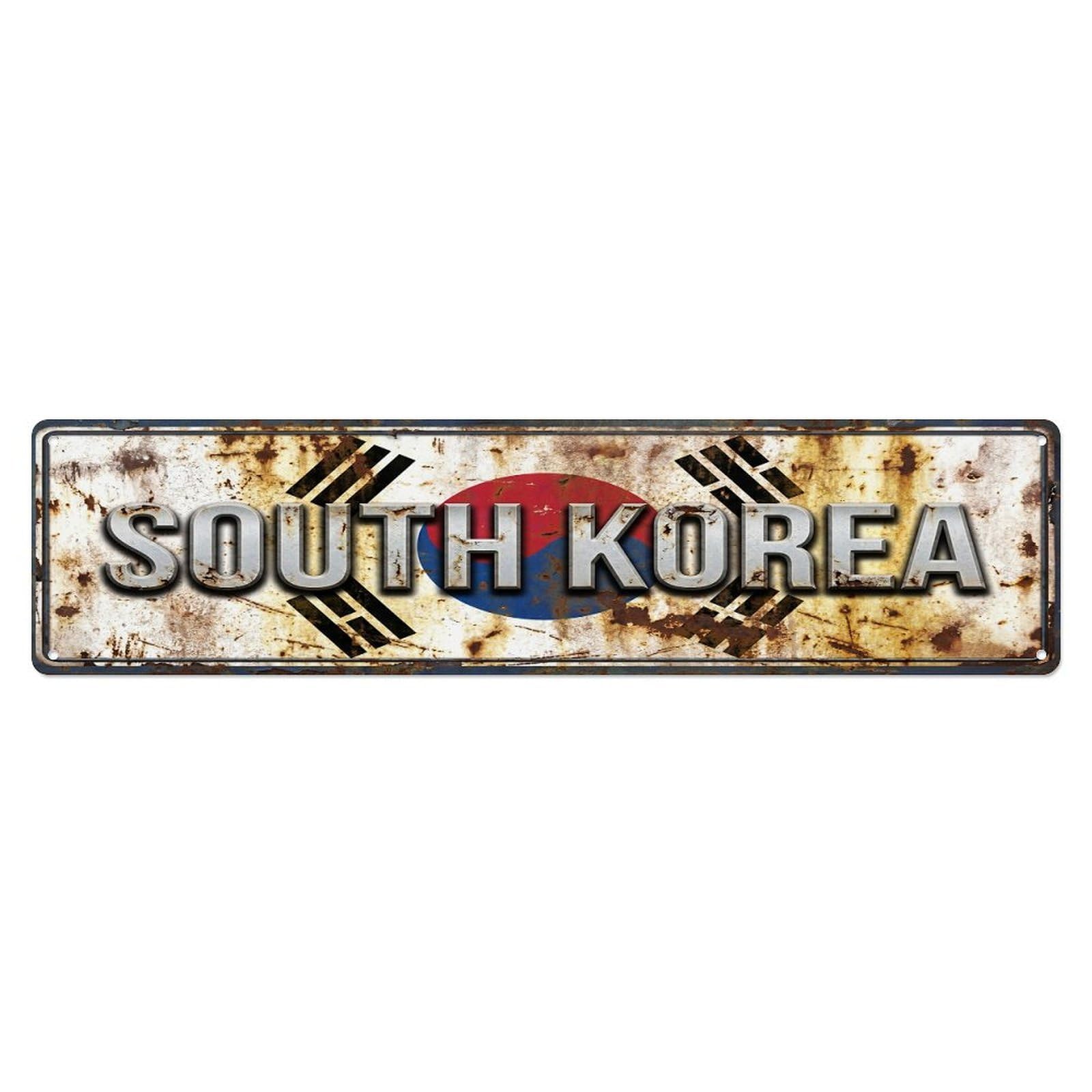 Olhnbad 4X16inch(10X40cm) Vintage South Korea Flag Pattern Metal Tin Sign