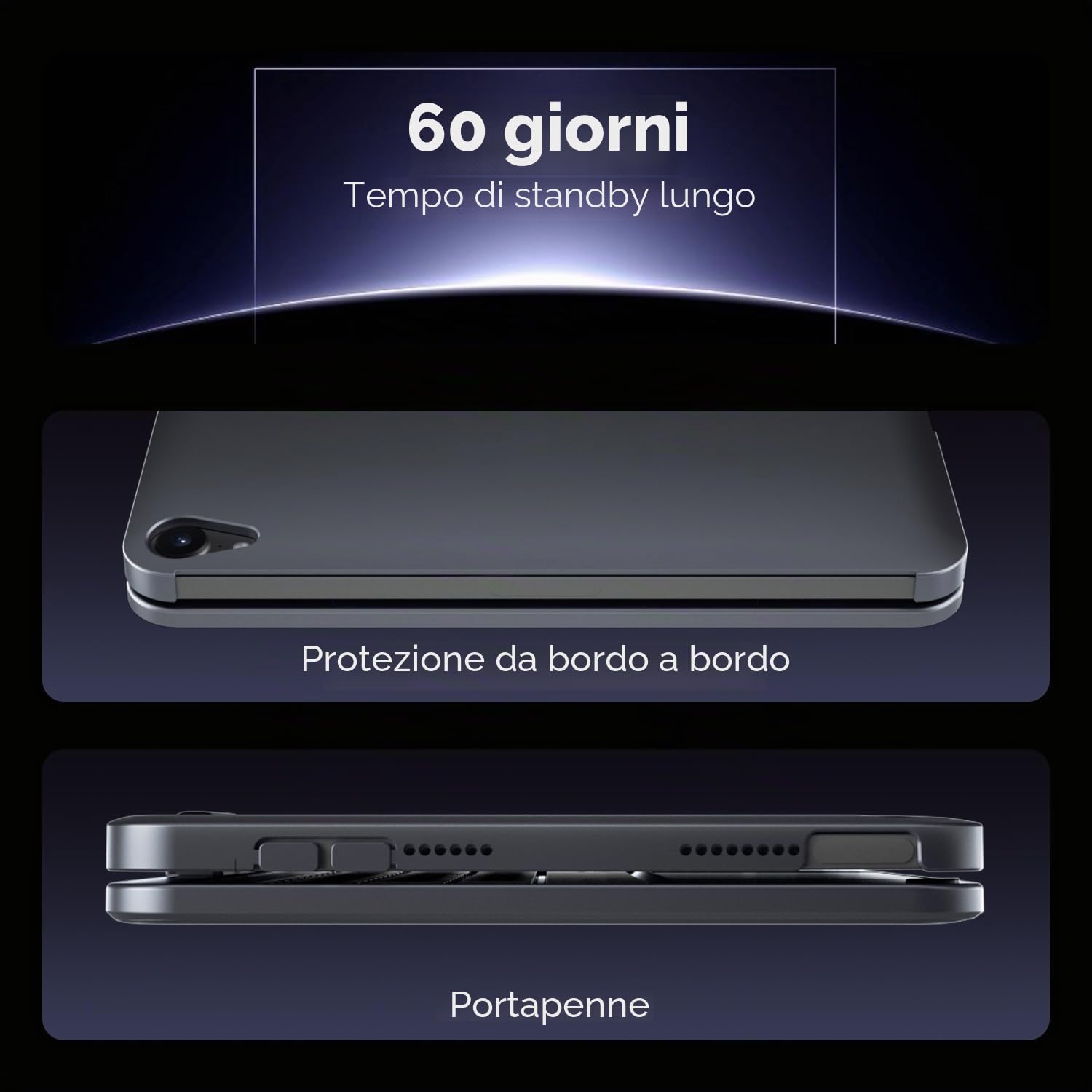doqo Custodia Tastiera iPad mini 7 A17 Pro & mini 6,Trackpad,Rotazione 360 | Digitazione tipo laptop, Rotazione 360°, Retroilluminata, 8,3" 2024/2021, Supporto Penna Touch