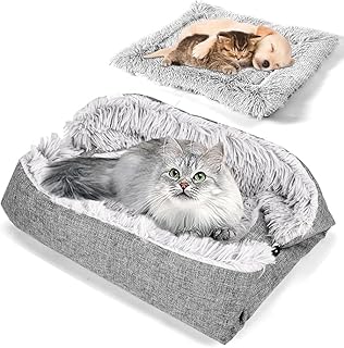 RWSRW Katzenbett, Waschbar, Katzenmatte, Weiches Katzenkissen, 2-in-1, Katzenbett, Katzenmatte, Gemütlicher Katzenkorb Für Katzen Und Kleine Hunde, 60 cm x 50 cm, Grau product image