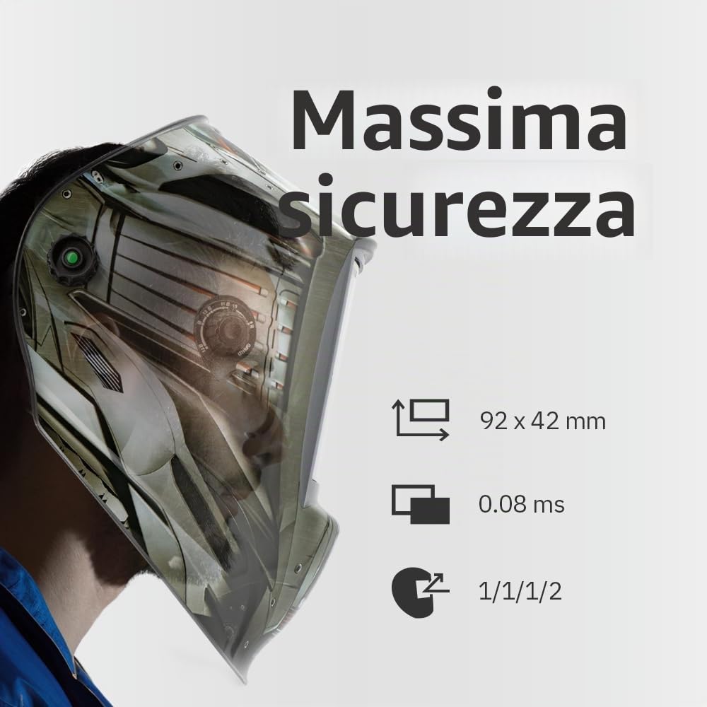 GYS - LCD ALIEN+ TRUE COLOR XXL, maschera/casco di saldatura, DIN 15, oscuramento automatico, Tinta scura 5>9/9>13, schermo XXL, energia solare - 068698