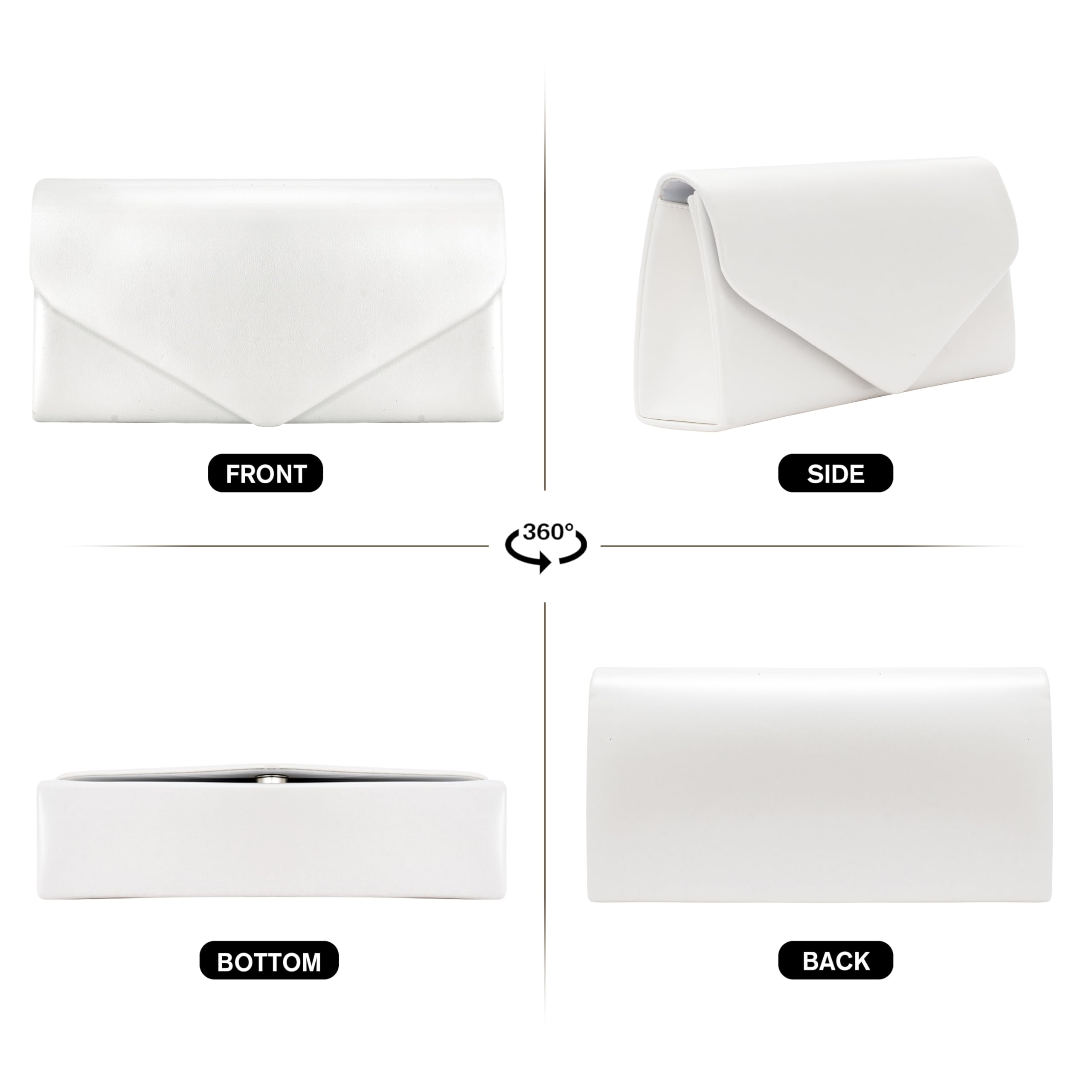 Larcenciel Pochettes et Clutches Femme Cuir, Sac a Main Femme Blanc avec Chaîne