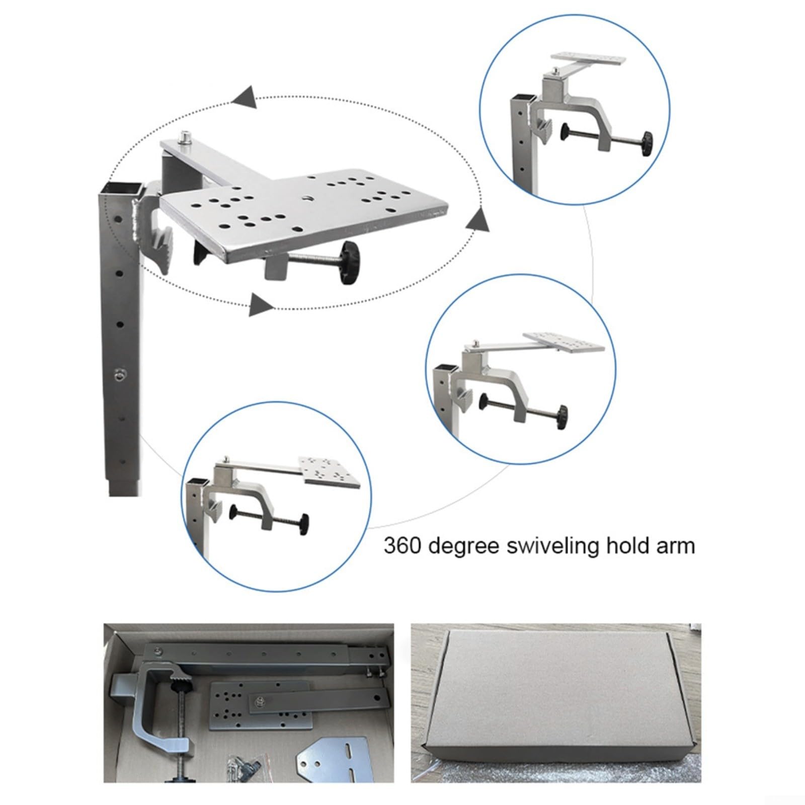 Supporto Girevole Per Ecoscandaglio In Alluminio E Acciaio Inox, Asta Regolabile Da 42,6 A 65,6 Cm, Base Multi-foro Per Pesca In Mare