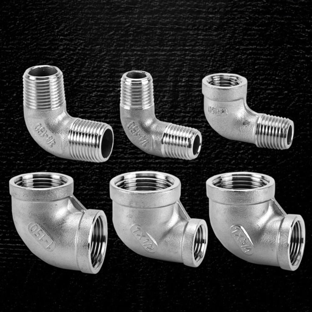 racor codo, 1 Uds 304 codo roscado macho/hembra de acero inoxidable, 1/8 "1/4" 3/8 "1/2" 3/4 "1" conector acodado de 90 grados accesorio de tubería(3/4" Female Elbow)