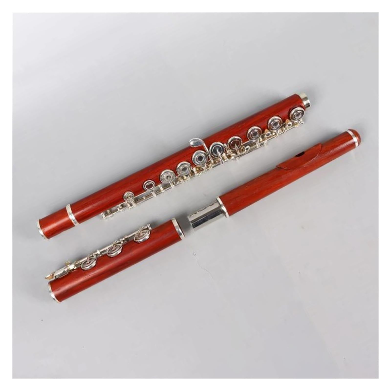 Chiavi Placcate In Argento A 17 Fori Con Foro Aperto Flauto E Chiave B Piede Corpo In Palissandro Flauto Con Custodia In Legno Flauto Traverso Kit