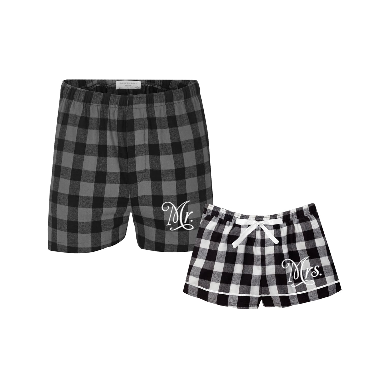 Classy Bride Mr. and Mrs. Flannel Boxer Set