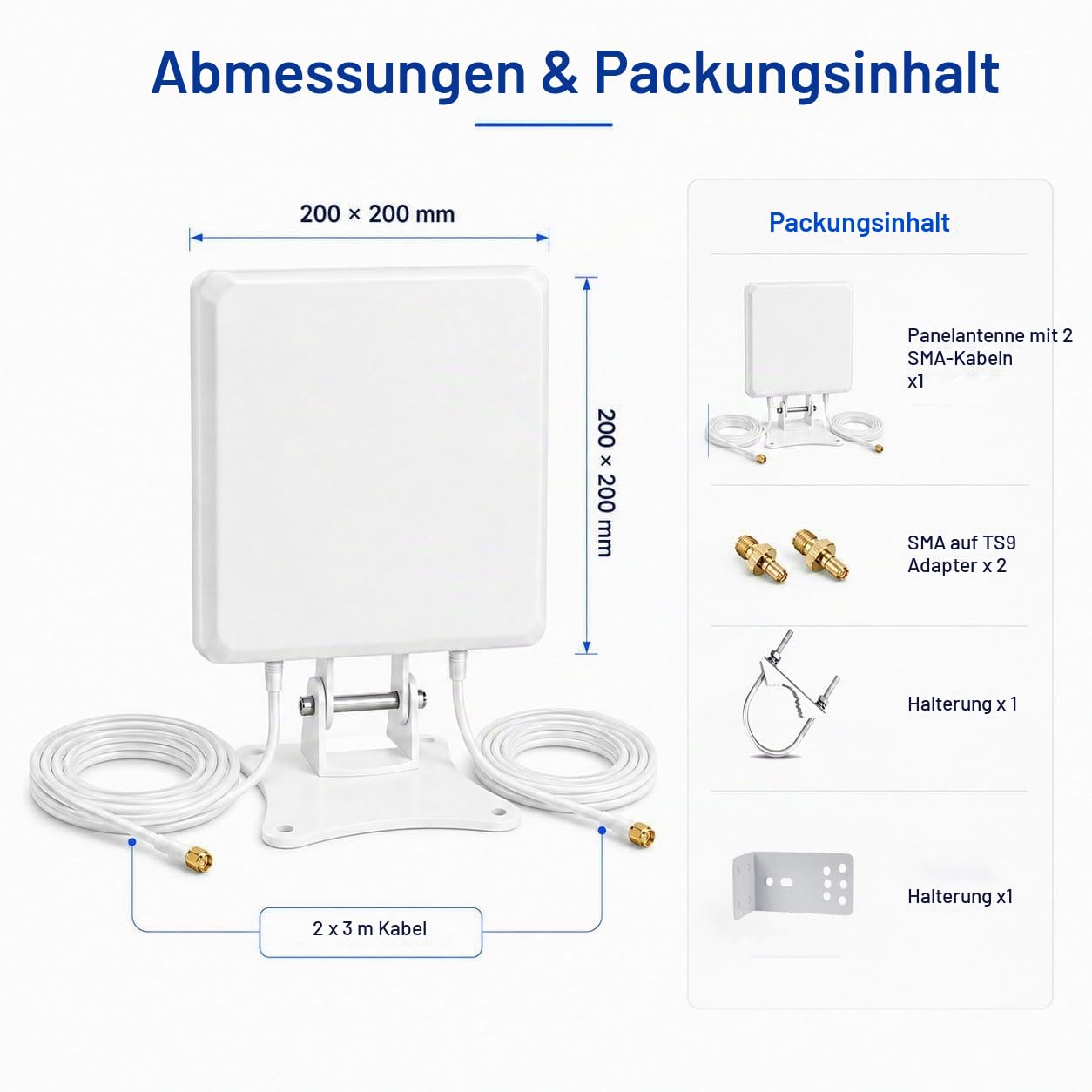 4G LTE 5G Antenne SMA MIMO Richtantenne 7dBi Panelantenne