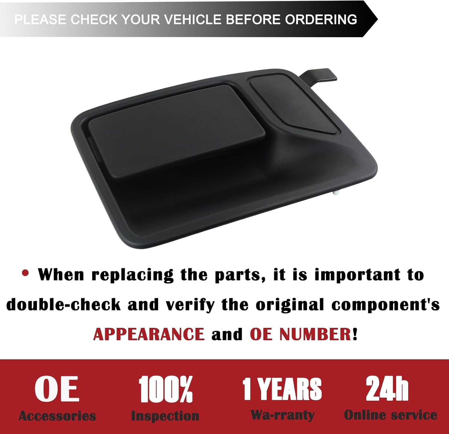 TQPONLY Exterior Door Handle,Rear Left Driver Side Compatible with Ford F250 F350 Super Duty F450 F550 F650 F750 Excursion,Outside Handle Outer Door Part