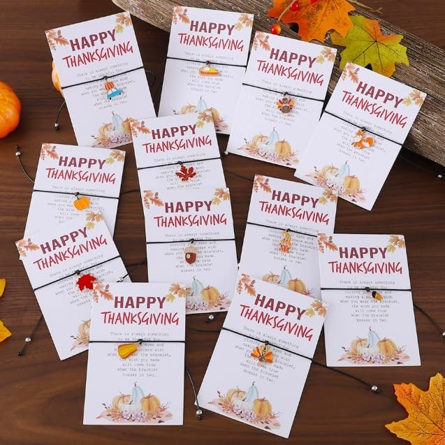 XAM Thanksgiving Wish Bracelet With Cards - Fall Leaf, Turkey, and Pinecone Jewelry for Women, Perfect for Holiday Gifts image 3