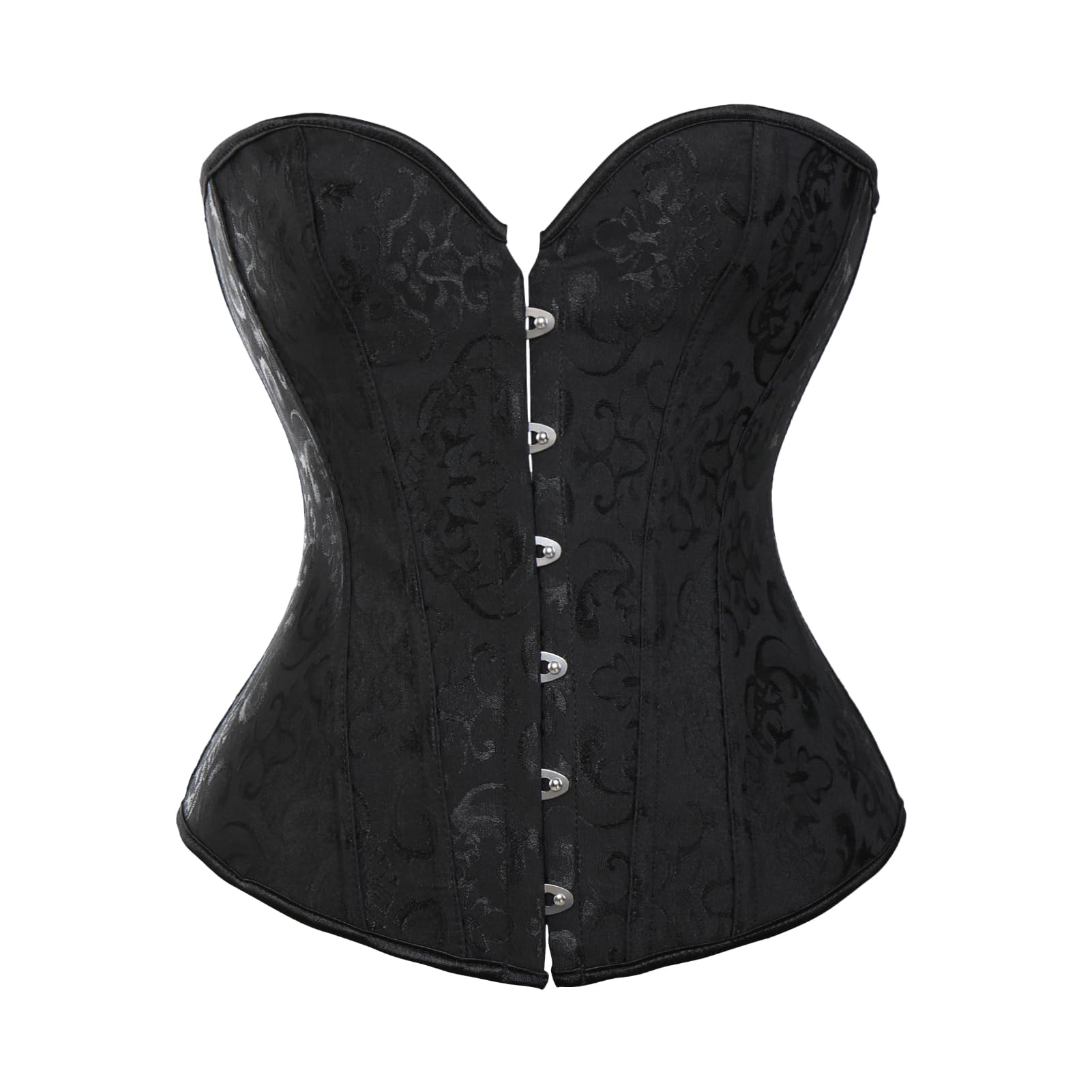 SLIMBELLE® Femmes Corset Gothique Brocart Bustier Sexy Steampunk en Satin pour Halloween Costume Lingerie de Mariée avec Ruban Lacet Overbust Top + G-String