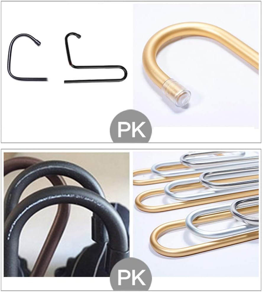 Laundry Rack, Pants Hangers, S-Type 5 Layers Trouser Hangers Space Saving Multi-Purpose Stainless Steel Scarf Hanger