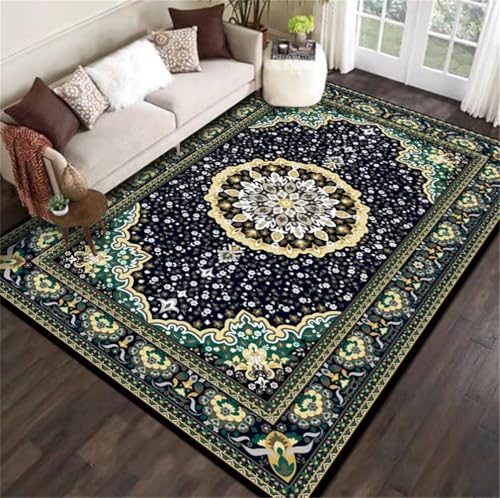 Tapis de Salon Confortable et Durable Vert Floral Élite - 2