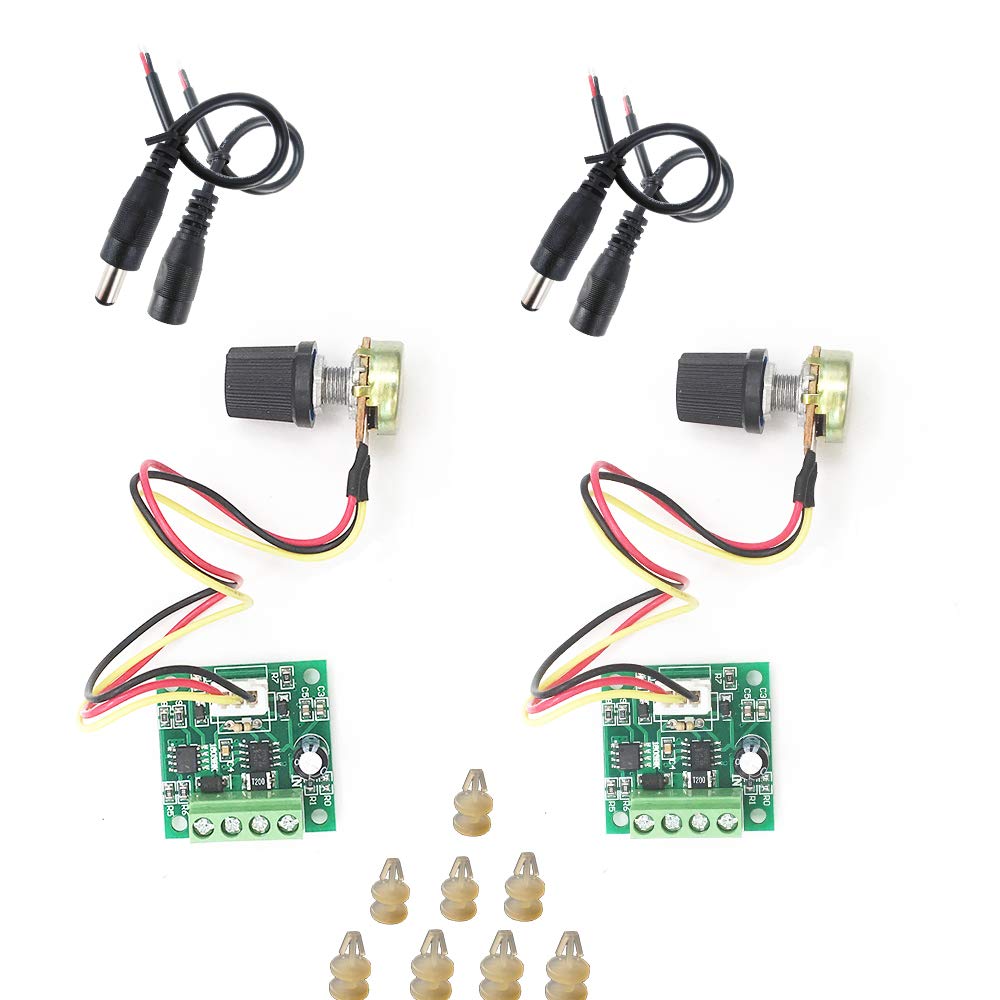 2 Pack PWM 1.8V 3V 5V 6V 15V 2A DC Motor Speed Controller, DC Motor Pump Speed Controller 12v Variable Speed Switch Pulse Width Modulator