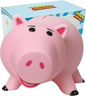 PHOCAS Hamm Piggy Bank Unbreakable Pink Toy Story Pig Coin Bank - Durable Plastic Money Saver for Kids Christmas Birthday Gift