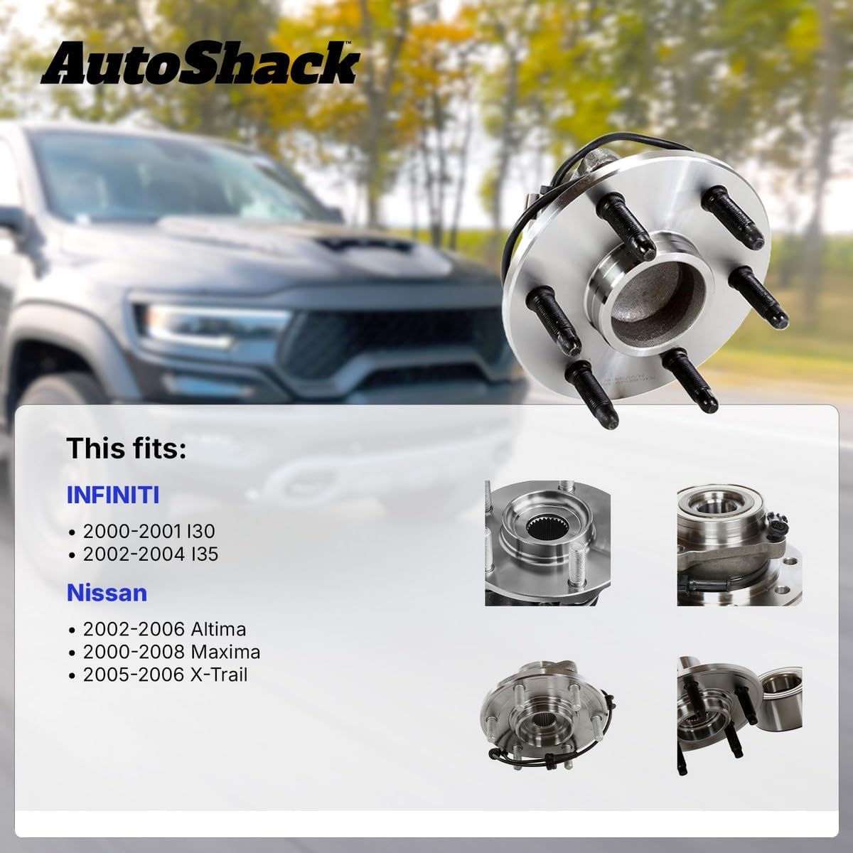 AutoShack Front Wheel Bearing Hub Assembly Repair Kit Left or Right Replacement for 2000-2008 Nissan Maxima 2002-2006 Nissan Altima 2002-2004 Infiniti I35 2000-2001 Infiniti I30 1-PC