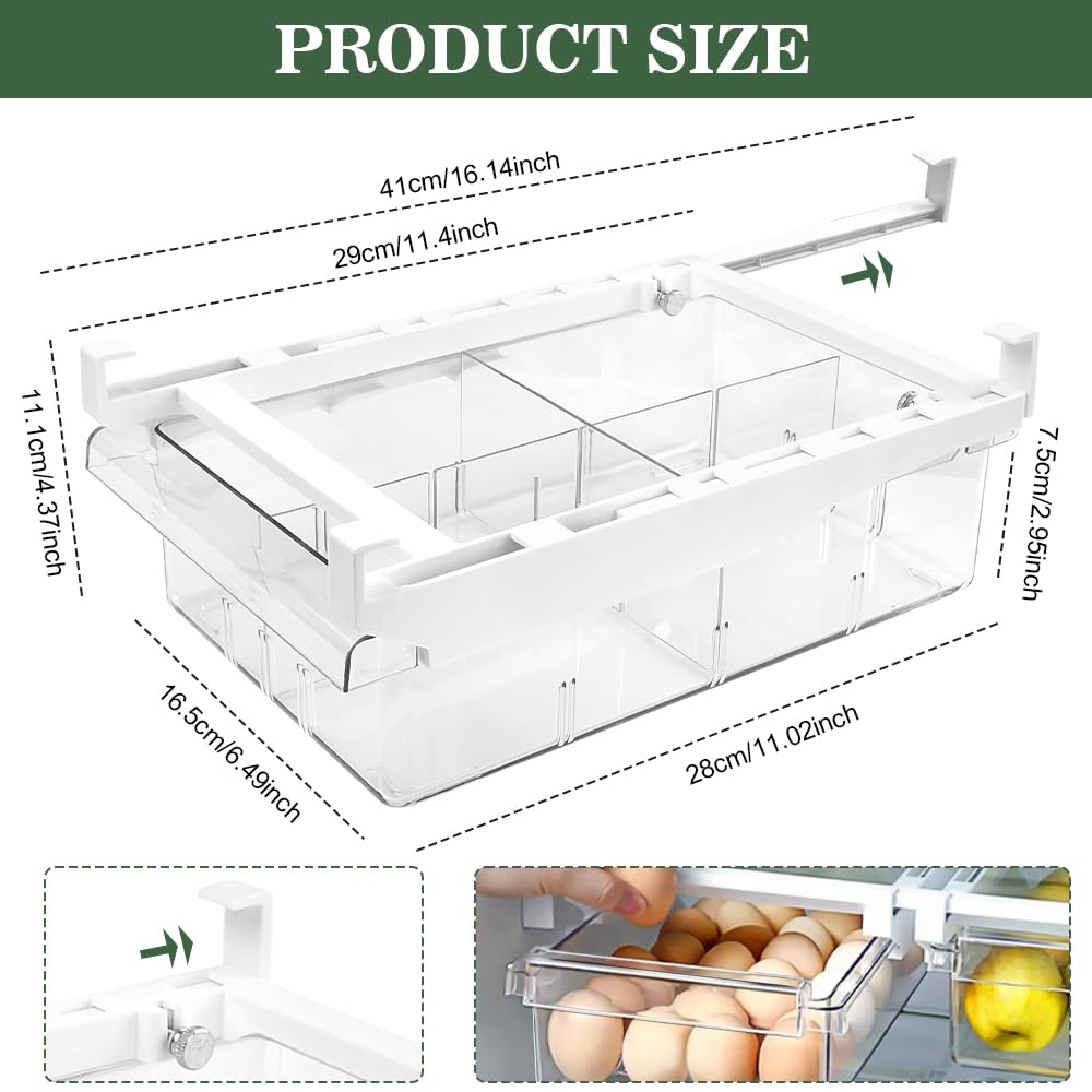 CAREDGO 2 Stück Kühlschrank-Organizer, Aufbewahrungsbox für Kühlschrank, 2 Stile, Schublade, Kühlschrank, Aufbewahrung, transparent, für Obst und Gemüse