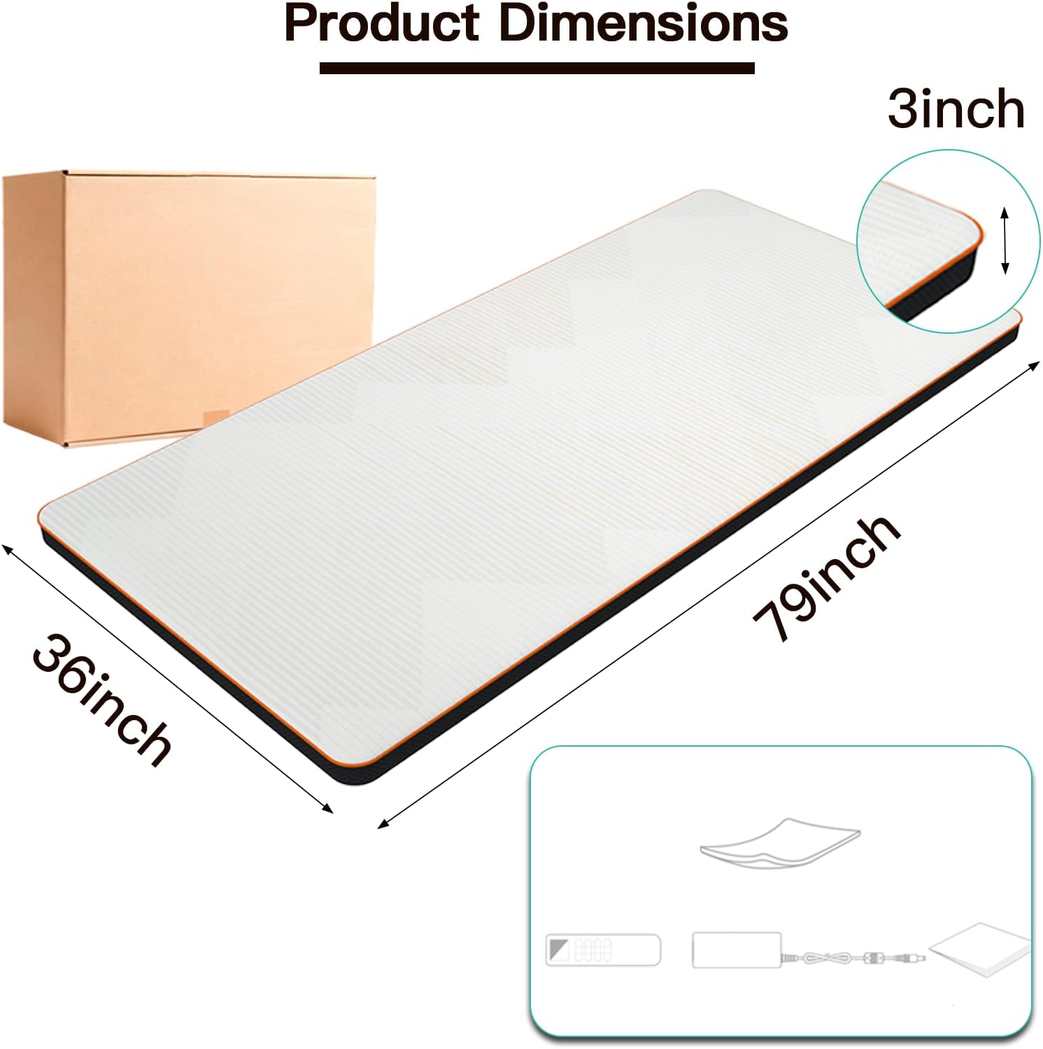 F&G Full Body Massage Heating Mat, Heating Massage Mattress with 9 Airbags, Improving Sleep, 3 Modes, 3 Heating to Relieve Discomfort in Shoulders, Waist, and Legs for Home Use,Size(38"x80")