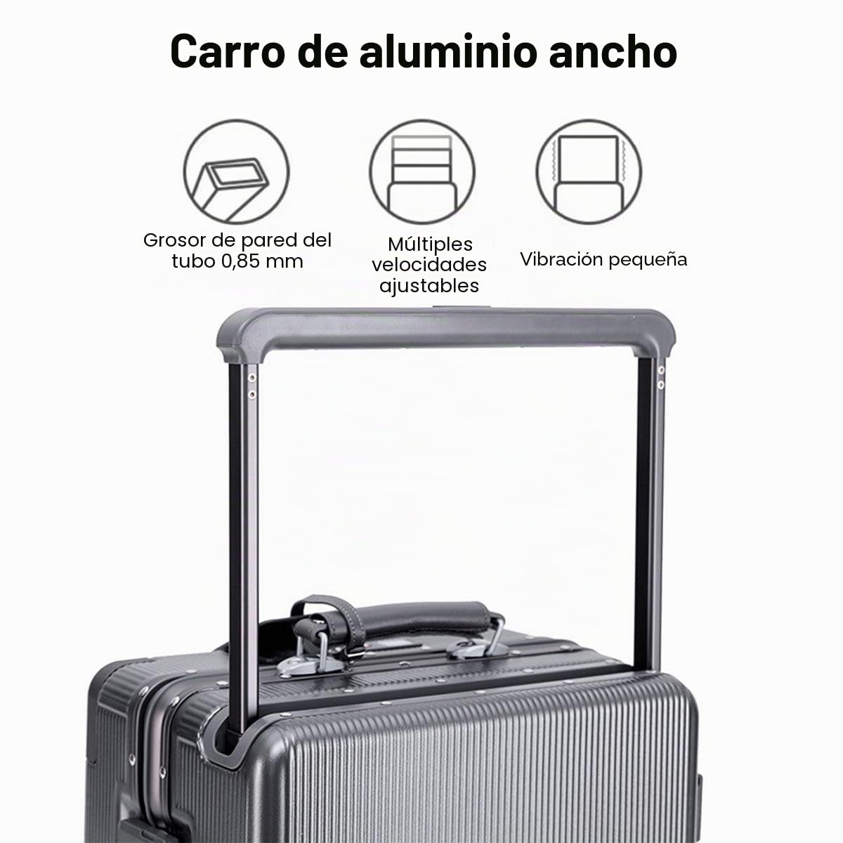 BEITH Maleta de Viaje Rígida, BS849-2 Marco de Aluminio Maleta, Portavasos Plegable, USB, Type-C, Abierto Desde el Frente, PC Maleta de Cabina, Cerradura TSA, 360° Silencioso, Tirante Ancho