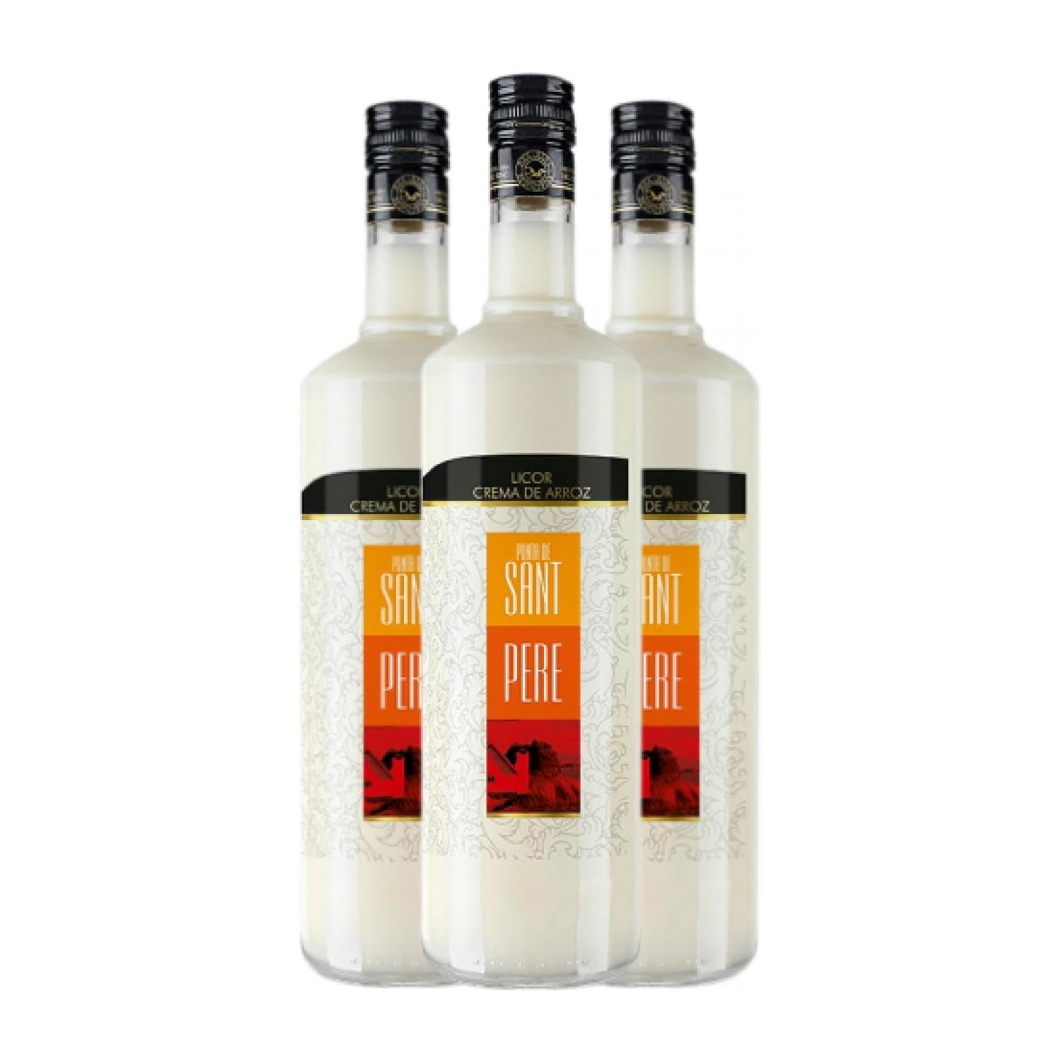 Crema de Licor Sinc Punta de Sant Pere Crema de Arroz Botella Misil 1 L (Caja de 3 Botella Misil de 1 L)