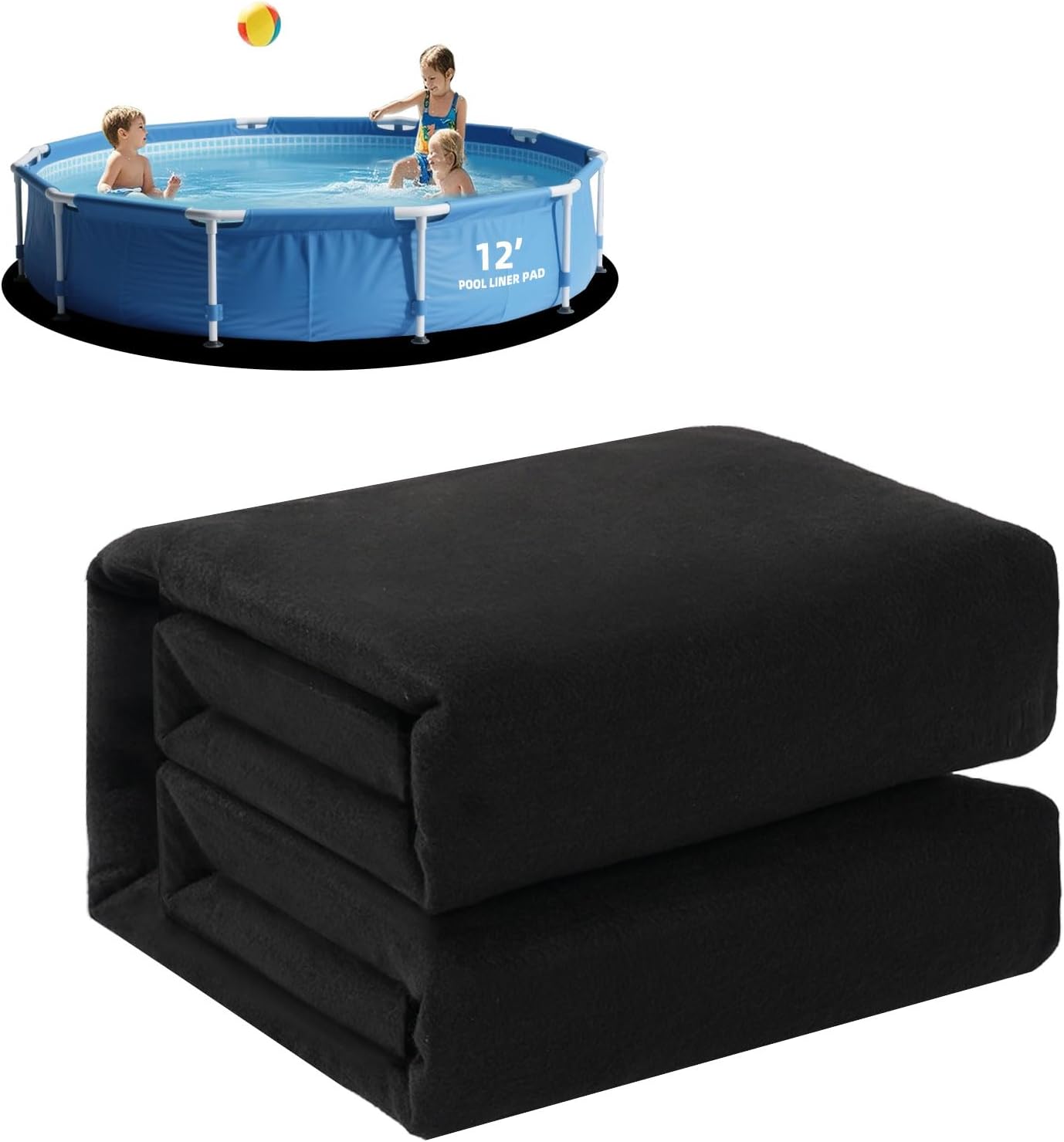 Safana 12ft Pool Liner Pad, Round Pool Pad for Above Ground Pool, Under Pool Mat, Swimming Pool Padding Accessories, Durable Puncture Protection Eco-Friendly Extend Liner Life New Round 12ft