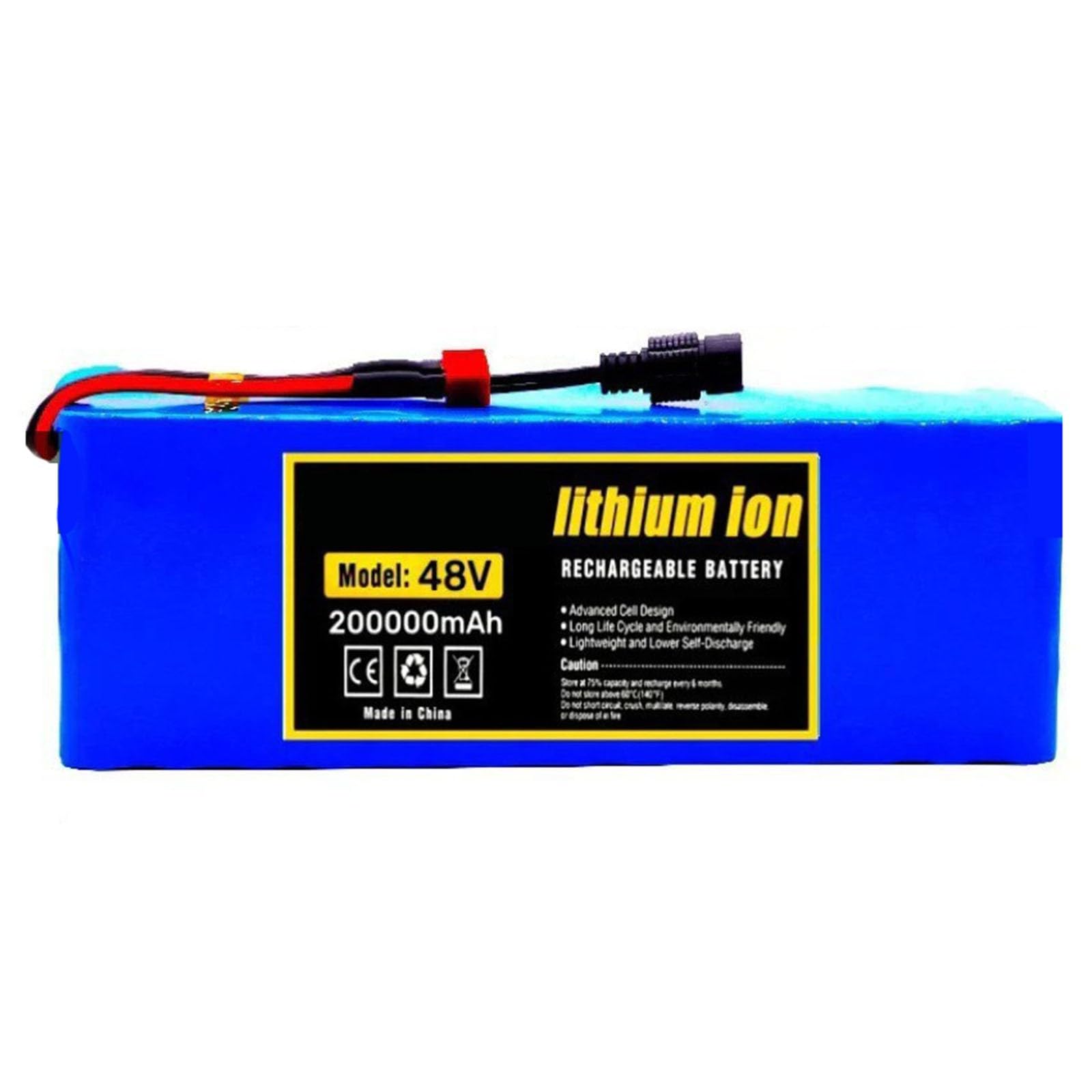 48V Batería De Iones De Litio para Patinete Eléctrico 200AH Batería De Litio De Alta Potencia 13S3P Waterproof Lithium-Ion Batteria con 54.6V 2A Caricabatterie