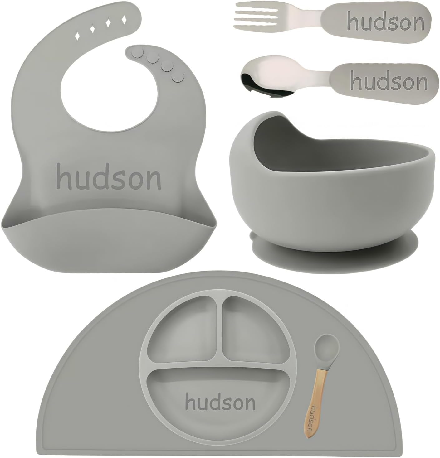Personalized Silicone Suction Plates for Baby, Custom Toddlers Spoon and Fork Set with Name — A Thoughtful Birthday Gift for Boys & Girls