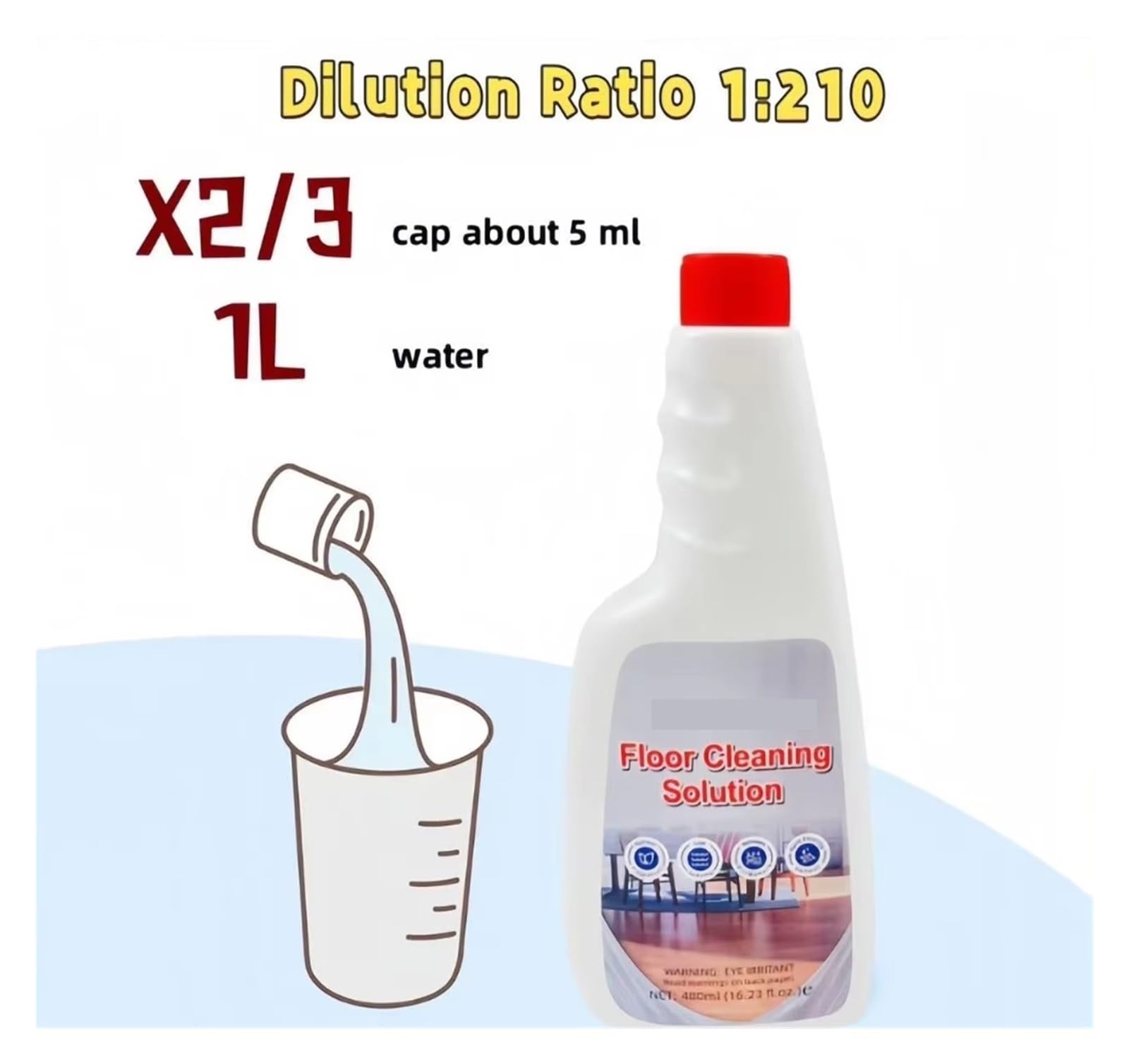 Líquido de Limpieza de Pisos de 480 ml, Compatible con limpiadores de Pisos Roborock, fórmula Suave de Primera Calidad, eliminación Profunda de Manchas, no Deja residuos