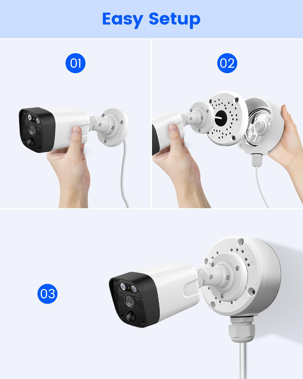 Lot de 8 boîtes de jonction universelles étanches IP66 en métal pour caméras de sécurité IP