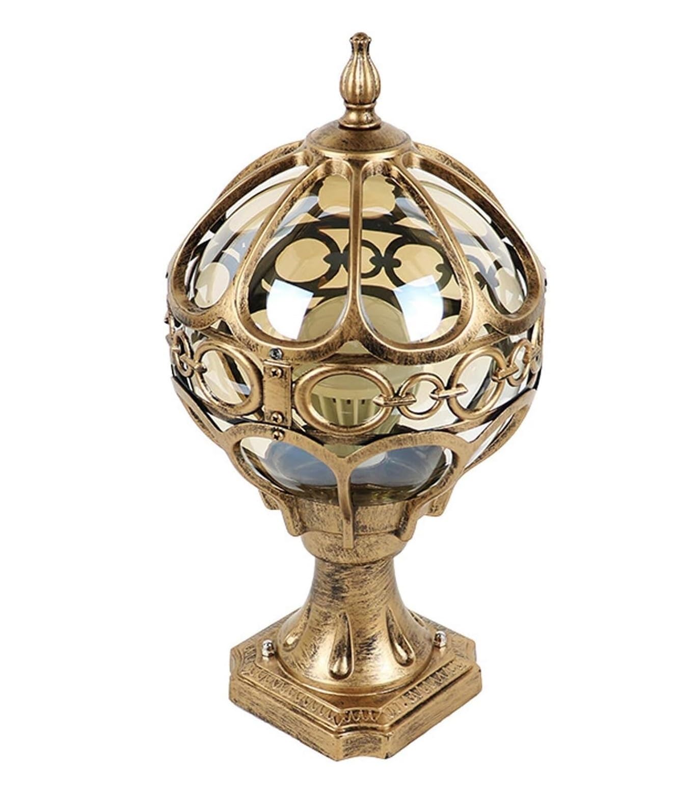 AZHKJKZH Post Cap Lights Globe Pillar Light Outdoor Garden Villa Column Aluminum Glass Post Courtyard Landscape Outdoor Garden(Bronze,17 * 34 * 11 cm)