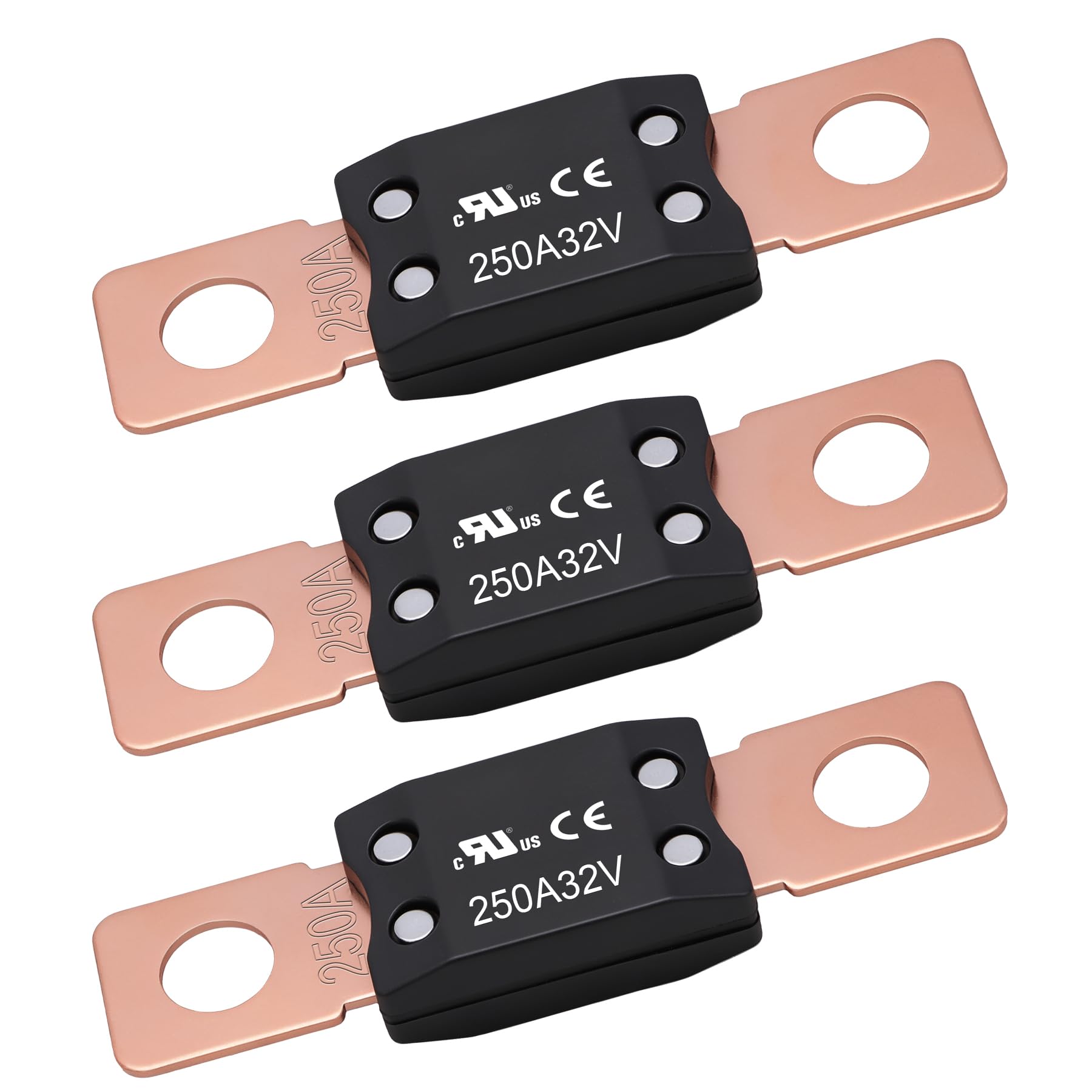 Weasch 250A MEGA/AMG Fuse, UL Recognized Component, High Current Bolt Mount Automotive 250 Amp for Cars, Trailers, Trucks, Buses, Caravans, Boats