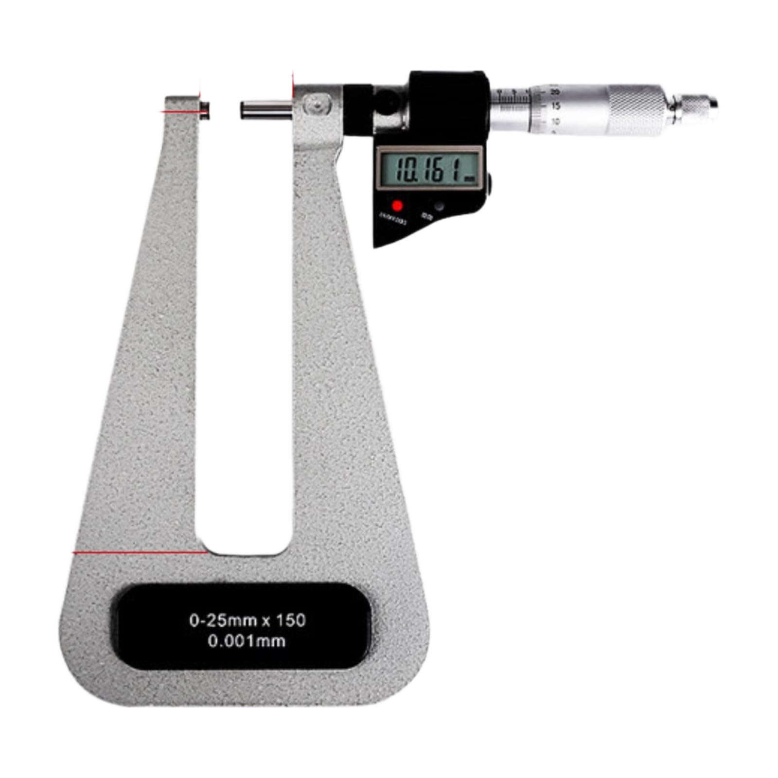 Digitales Bügelmessschraube mit tiefem Bügel, 25-50 mm, 0-25-50(Digital 0-25mm Throat Depth 100)