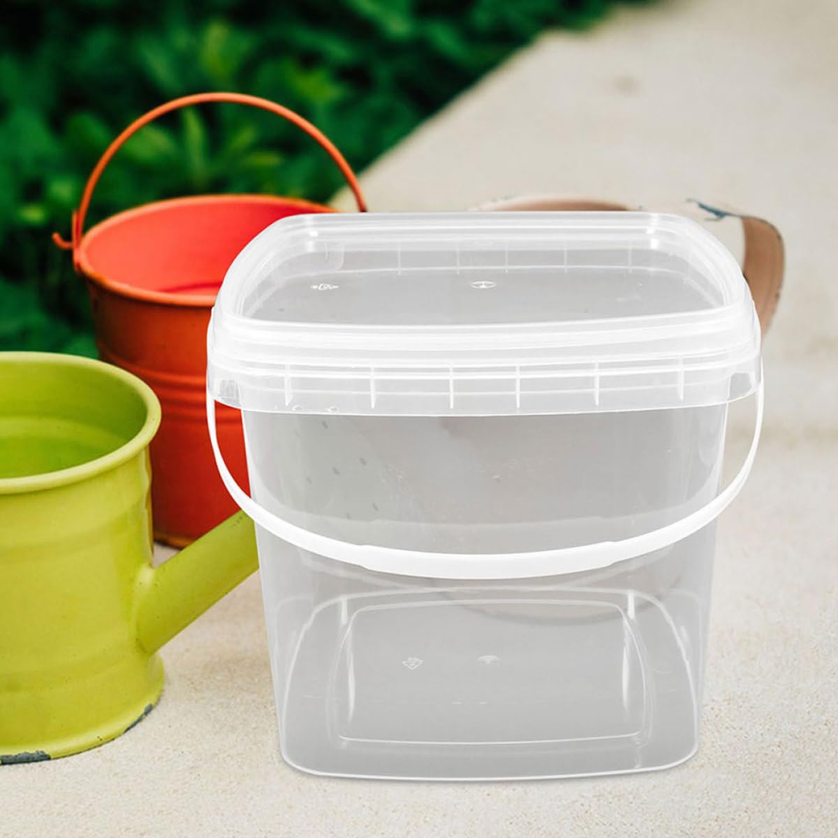 iplusmile 4 Cubos Plásticos Cuadrados 2 Litros Transparentes con Tapa Apilables y Portátiles para Almacenar Alimentos Manualidades y Organización en Cocina Garaje y Hogar