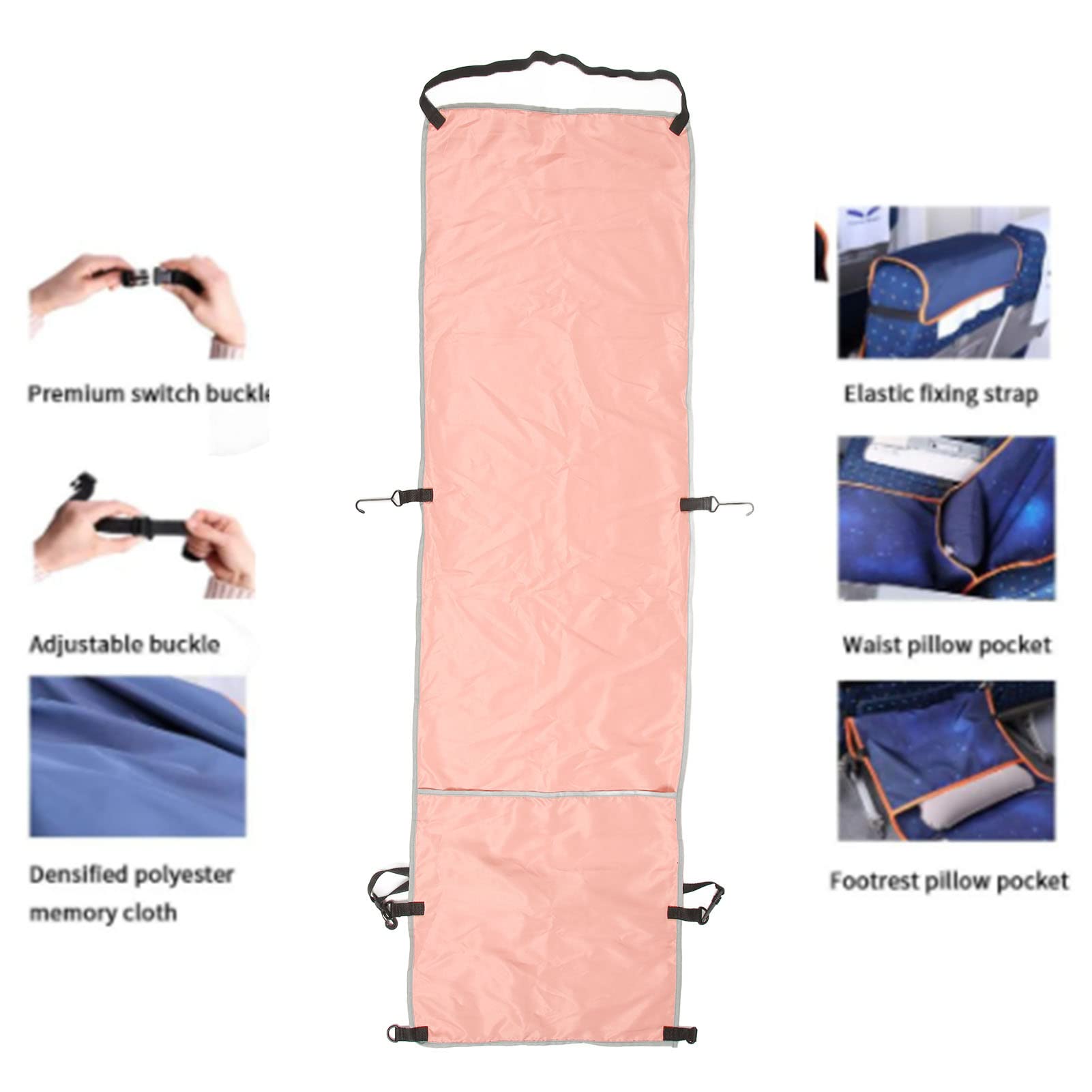 Funda para hamaca para reposapiés de avión, hamaca de viaje ajustable, diseño ergonómico para mejorar la circulación sanguínea, funda de asiento antisuciedad para asientos de avión y autobús al aire