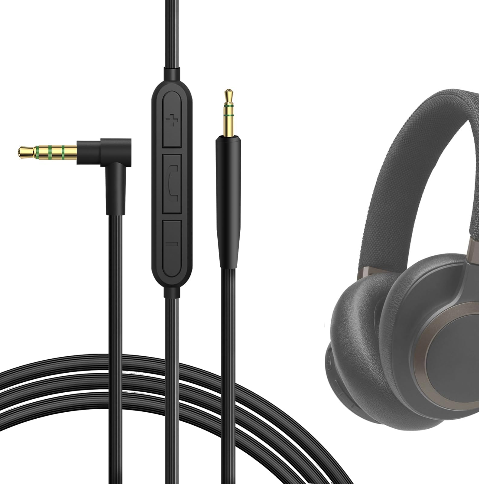 Audio Cable with Mic and Mute Control Compatible with JBL Tune 770NC/760NC/720BT, Live 660NC/650BTNC/500BT/460NC, Tour One M2, 3.5mm to 2.5mm Replacement Stereo Cord (4ft / 1.2m)