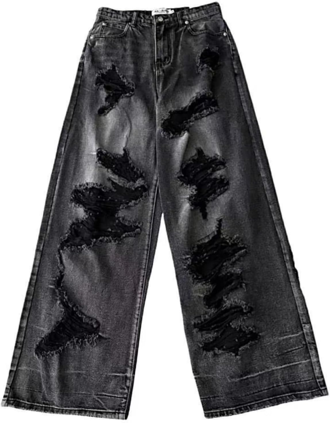 Y2K Ripped Grunge Baggy Jeans Pants Emo Women Goth Straight Leg Pants High Waist Alt 2000s Trousers Clothes - Image 6