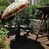 Sombrilla Plegable para Exteriores, sombrilla de Paja Grande con Estilo Tropical Hawaiano, Mecanismo de inclinación de paracaídas de jardín, sombrilla de Playa, sombrilla Impermeable, 2,4 M, Regalo