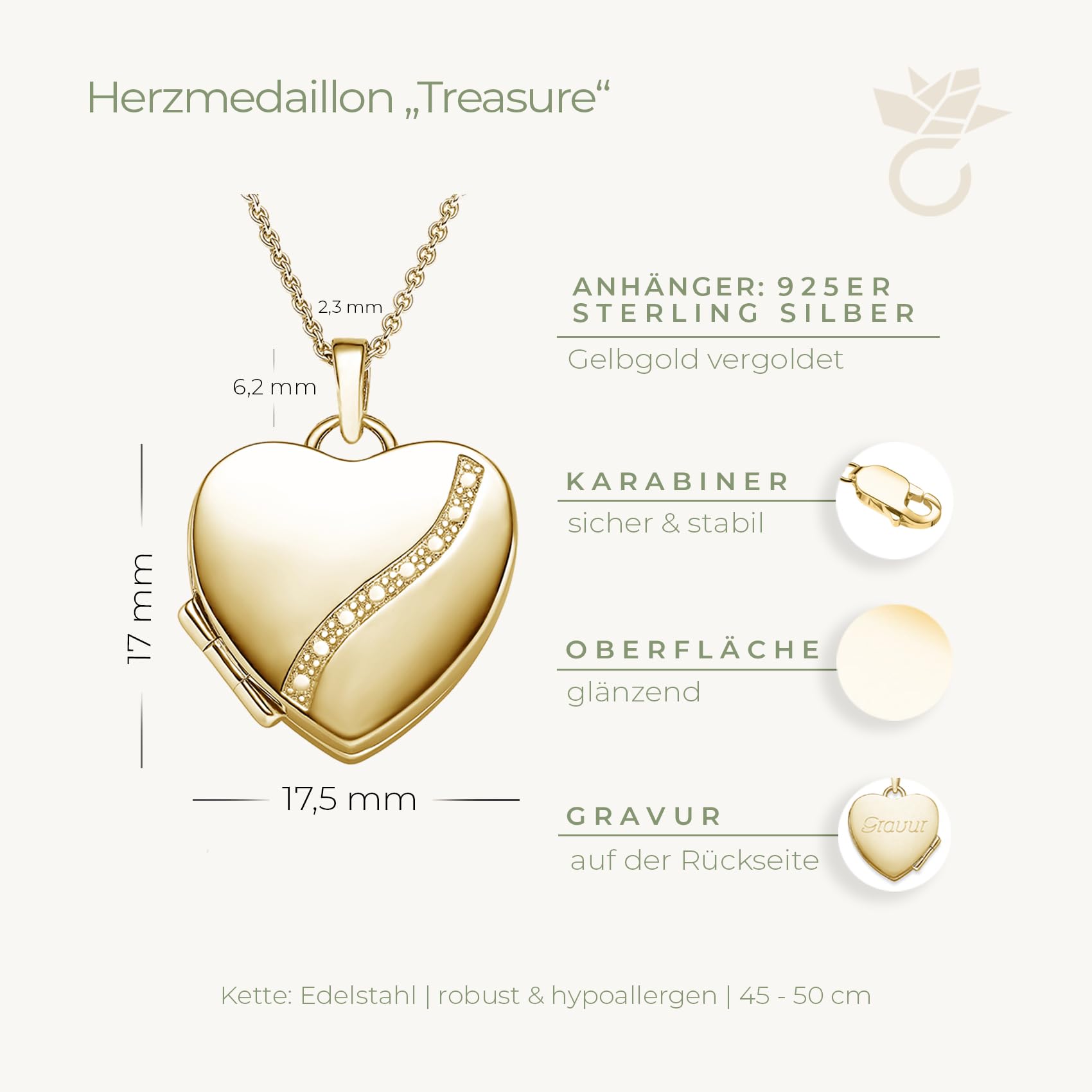 Herz Medaillon zum Öffnen mit Bild Gold vergoldet Damen, Amulett Anhänger | Medallion Aufklappbar, Kette personalisiert, Foto-Service & Gravur