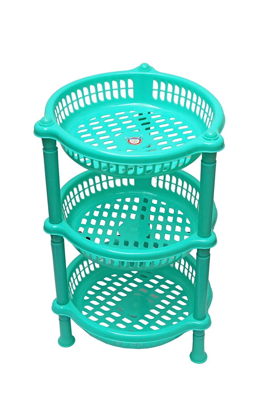 Truvic Plastic Round Basket Stand Rack for Fruit and Vegetable, Random Color-picture-11