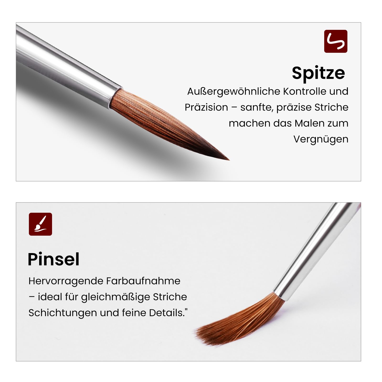 Professional Kolinsky Rotmarder Pinsel - 5 Stück Professional Kolinsky Künstlerpinselset Nr. 5/0, 2/0, 0, 1, 3 für Aquarell, Modellbau, Miniaturfiguren etc.| Kolinsky Miniatur Serie | Echthaar Pinsel